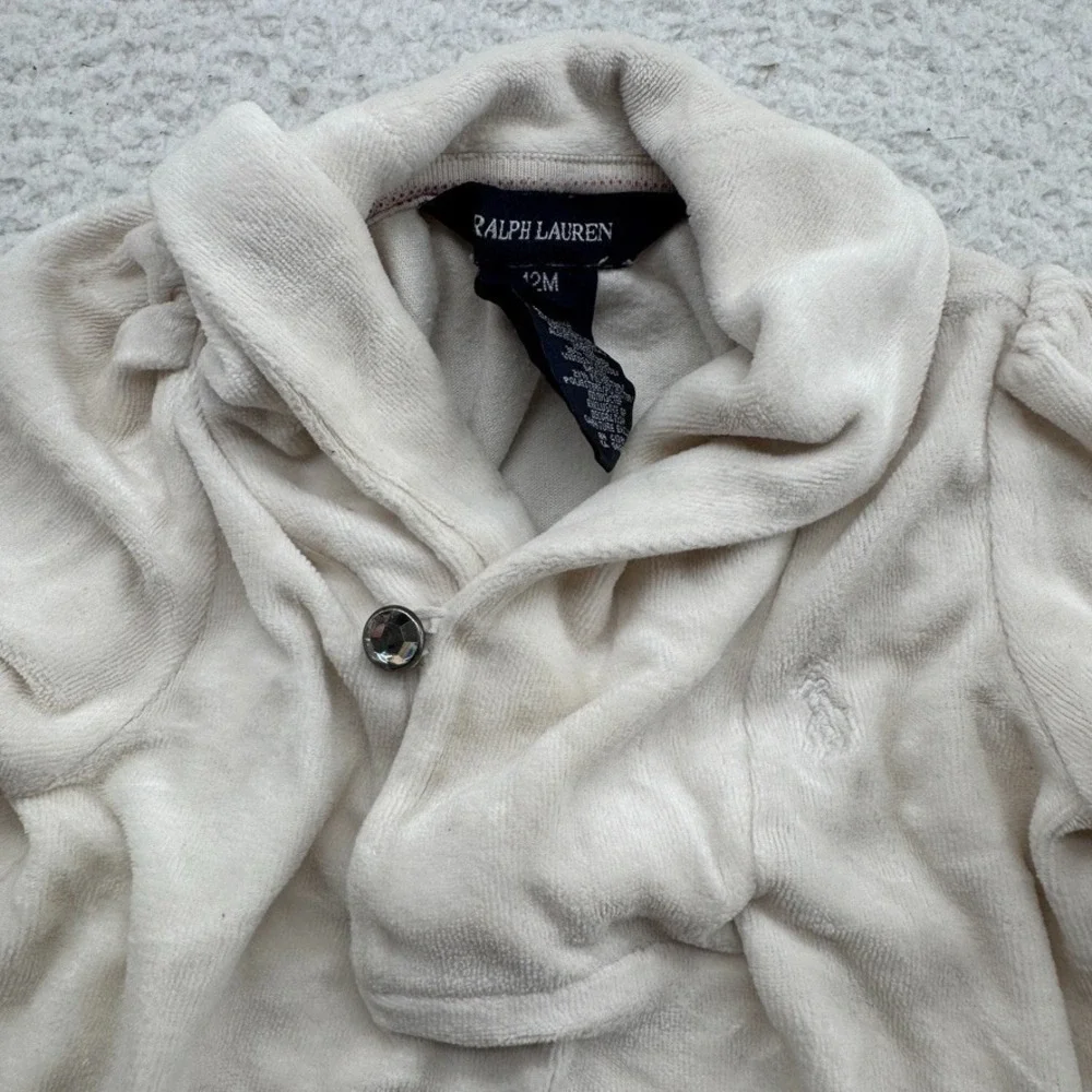 Ralph Lauren Sweater Dress Baby 12M White Mock Neck Long Sleeve Pony Super Soft